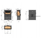 Ecosy+ Panoramic  9 -  Ecodesign - Slimline Wood Burning Stove (10kw Maximum Output) - With Stand 